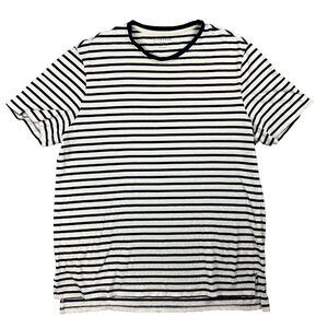 Five Four Top Striped Navy Blue Cream SS Crewneck T Shirt Mens XL
